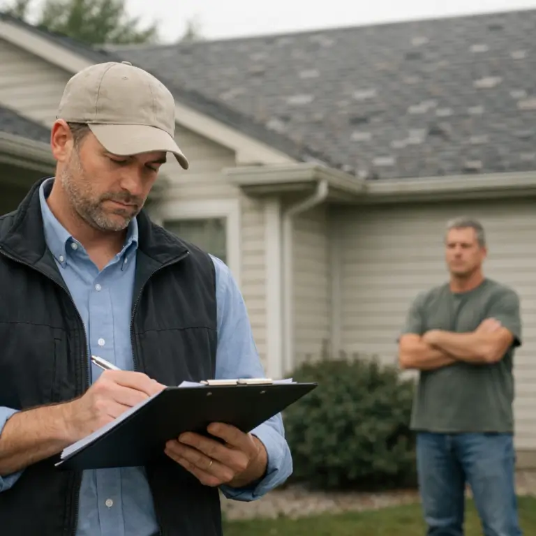 Man preparing a damage estimate