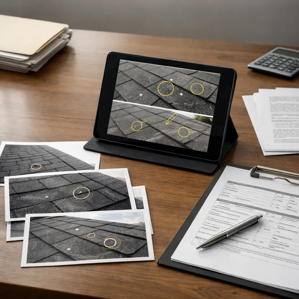 Photos of the damage and repair estimate