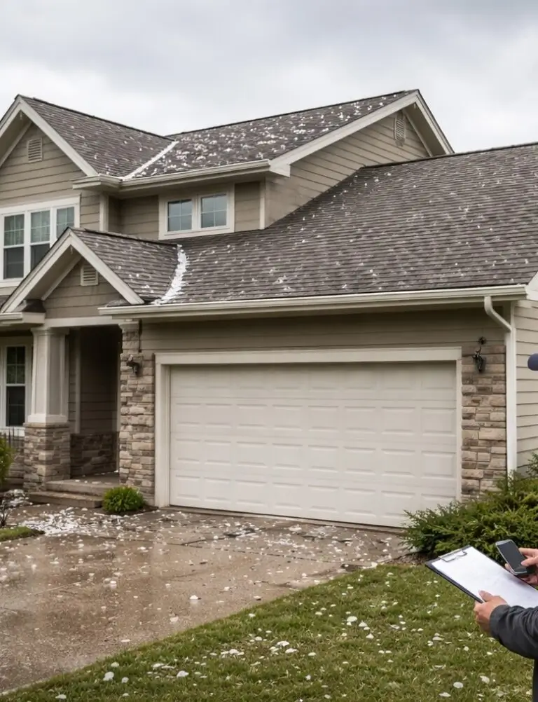 House with hail damage